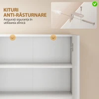 HOMCOM Dulap Bucătărie Înalt 180cm, Mobilier Depozitare cu Uși Soft-Close, Raft Deschis, 2 Dulapuri, Rafturi Ajustabile, Stil Modern pentru Sufragerie sau Bucătărie, Alb Lucios(m-8)