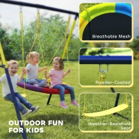 AIYAPLAY Kids Swing Set with Double Swings, Outdoor Playset with Adjustable Ropes, Metal Frame for Ages 3-8, 150kg Capacity(m-7)