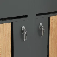 Mülltonnenschrank mit 4 Fächern, integriertem Pflanztrog und abschließbare Türen, 264x80x124.5 cm, Grau+Naturfarbe(m-11)