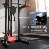 SPORTNOW Power Tower with Lat Pull Down Machine, Pull Up Bar, Dip Station, Adjustable Height Power Pack for Home Gym(m-9)