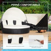 Outsunny Set Modular Canapea Circulara pentru Exterior din PE Ratan Negru si Bej(m-4)