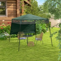 Outsunny Cenador Plegable 220x220x200 cm con 1 Pared Lateral Bolsa de Transporte Impermeable y Protección UV50+ Verde(m-7)