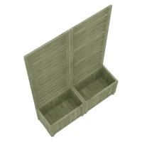 Pflanzkübel mit Spalier, 2 große Pflanzkästen und 2 Gartenspaliere als Kletterhilfe, 102,5 x 32 x 152,5 cm, Grün(m-8)