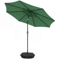 Outsunny 2.7 m Garden Parasol Umbrella with Cross Base and Sandbag, Retractable Ribs, Outdoor Table Market Umbrella, Green(m-1)