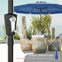 Outsunny 3 m Garden Parasol with Tilt Mechanism & Crank Handle, UPF 30+ Patio Umbrella Outdoor Table Umbrella, Dark Blue(m-5)