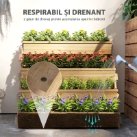 Outsunny Jardinieră înălțată cu 4 niveluri, cu orificii de drenaj și material netesut, din lemn de brad, 75x57x60,5 cm(m-5)