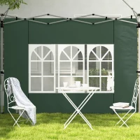 Outsunny Paredes Laterales para Carpa de 3 x 3 / 3 x 4 m 2 Paneles de Tela Oxford de 295x195 cm con Ventana para Fiestas Verde(m-7)