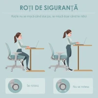 Vinsetto Scaun de Birou Ergonomic, Reglabil pe Înălțime cu Spătar Respirabil, 55x48x82.5-94.5 cm, Verde Deschis(m-4)