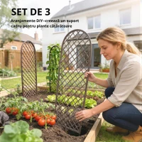 Outsunny Set de 3 spalieri de grădină din nuiele împletite Panou Arc pentru Plante cățărătoare 43 x 2 x 112 cm, efect lemn natural(m-7)