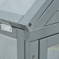 Outsunny 80 x 47 x 138 cm Polycarbonate Greenhouse with Adjustable Shelves Double Doors Openable Top Covers Garden for Flower Vegetable Plants Grey(m-7)