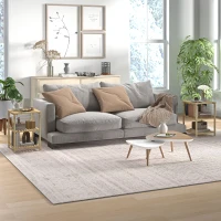 HOMCOM Ensemble de 2 tables de chevet table d'appoint en bambou avec 2 étagères, style naturel, dim. 40L x 40l x 55H cm(m-10)