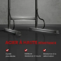 HOMCOM Station de musculation multifonctions barre de traction chaise romaine hauteur réglable acier noir rouge(m-6)