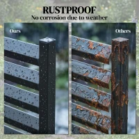 Outsunny Tuinomheining 2 Panelen 91 x 152 cm Metalen Zichtbeschermingshek met Palen & Beschermdoppen Roestvrij Zwart(m-7)