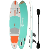 Outsunny Prancha Paddle Surf Insuflável SUP Extra Longa de 335 cm com Assento Remo Conversível Quilhas Bomba e Mochila Carga 180 kg