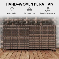 Outsunny 650L Garden Storage Box with 2 Wheels, Rattan Deck Box with Waterproof Zipped Liner, Safe Pneumatic Rods, Mixed Brown(m-9)