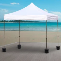 Outsunny Lot de 4 lestages pour parasols dalles de parasol rond pour tonnelle barnum tente à remplir avec 20 kg d'eau / 16 kg de sable dim. Ø 25 x 6H cm HDPE noir(m-10)