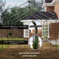 Outsunny Carport tente garage 3 x 6m Acoperiș mașină robust cu 2 uși înfășurate, țesătură 200g PE, verde(m-6)