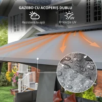 Outsunny Pavilion, Cort de petreceri, cu plase anti-insecte, plafon rezistent la vânt, pentru până la 15 persoane, gri închis, 3 x 6 x 3 m(m-7)