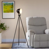 HOMCOM Lampadaire trépied lampadaire sur pied avec abat-jour style industriel en métal E27 40W max. 60 x 54 x 135 cm noir(m-10)