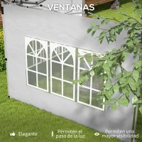 Outsunny Paredes Laterales para Carpa de 3 x 3 / 3 x 4 m 2 Paneles de Tela Oxford de 295x195 cm con Ventana para Fiestas Gris(m-6)