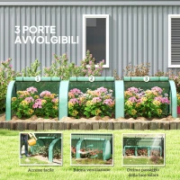 Outsunny Serra da Giardino a Tunnel in Acciaio e Plastica PP con Porte Avvolgibili, 3x1x0.8 m, Verde(m-6)