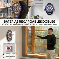 SPORTNOW Diana Electrónica con 6 Dardos y 24 Puntas Blandas Pantalla LED 34 Juegos y 2235 Programas 60,5x45,5x3,6 cm Multicolor(m-6)