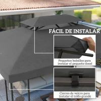 Outsunny Toldo de Recambio 4x3 m con Techo Doble Orificios de Drenaje y Protección UV Solo Toldo NO Incluye Marco Gris Oscuro(m-5)