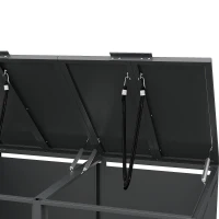 Mülltonnenbox mit hydraulischem Klappdeckel, 4 Fächern und separaten abschließbaren Türen, 264x80x118,5 cm, Grau+Naturfarbe(m-9)