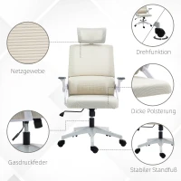 Vinsetto Sedia ufficio regolabile con poggiatesta, 60x61x121,5 cm, Beige(m-4)