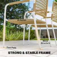 Outsunny Rattan Garden Chairs Set of 2, Stackable Patio Dining Chairs, Outdoor Conversation Set with Metal Frame for Backyard(m-6)