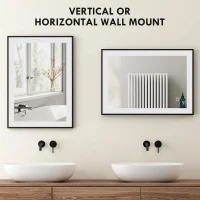 HOMCOM Oglindă de Baie Iluminată LED cu Culoare și Temperatură Reglabilă și Cadru din Aluminiu, 70x3x50 cm, Negru(m-7)