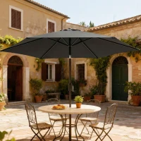 Outsunny 2m Garden Parasol Umbrella, Outdoor Table Parasol Umbrella with Crank Handle, Tilt Function, UV30+ Protection(m-8)