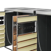 Mülltonnenbox mit integriertem Pflanztrog, vier abschließbare Einzeltüren, 264x80x124,5 cm, Grau+Naturfarbe(m-9)