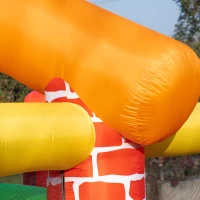 Outsunny Castelo Insuflável com 2 Escorregas 2 Trampolins e Piscina para Crianças acima de 3 Anos Inclui Inflador e Bolsa de Transporte para Interior Exterior 380x370x230cm Multicor(m-12)