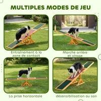 PawHut Agility sport pour chien bascule - bascule pour chien - équipement entrainement chien - bois pré-huilé feutre bitumé antidérapant brique vert(m-6)