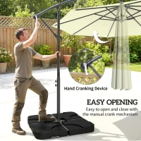 Outsunny 3m Overhanging Parasol, with Base, Weights and Cover - Beige(m-4)