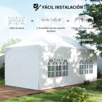 Outsunny Carpa Plegable 6x3 m Pop-up con 6 Laterales Desmontables Altura Ajustable y Bolsa de Transporte Gris Claro(m-8)