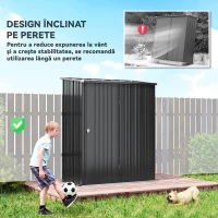 Outsunny Magazie de Gradina Pentru Unelte din Tabla de Otel cu Zavor, 161.5x94.5x196cm, Negru(m-14)