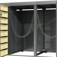 Mülltonnenbox 4‑fach, abschließbar mit integriertem Pflanzkasten, 264x80x124.5 cm, Grau+Naturfarbe(m-12)