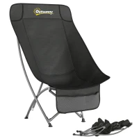 Outsunny Camping Chair for Adults Heavy Duty Folding Camp Chair with Side Pocket and Carry Bag Black(m-10)
