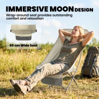 Outsunny Camping Chair for Adults Heavy Duty Folding Camp Chair with Side Pocket and Carry Bag Khaki(m-4)