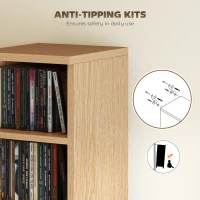 HOMCOM Set of 2 CD Media Display Shelf Unit Tower Rack with Adjustable Shelves, Natural(m-7)