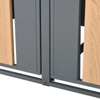 Mülltonnenbox mit hydraulischem Klappdeckel und abschließbarer Front, zwei getrennte Fächer, 132x80x118,5 cm, Grau+Naturfarbe(m-10)