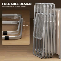 HOMCOM Foldable Chairs, Folding Chairs with Transparent Seat and Backrest, Heavy Duty Steel Frame, 47W x 48D x 75H cm, Clear(m-5)