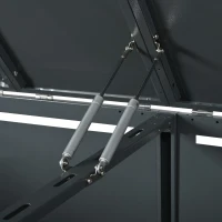 Mülltonnenbox mit hydraulischem Klappdeckel und abschließbarer Front, zwei getrennte Fächer, 132x80x118,5 cm, Grau+Naturfarbe(m-12)