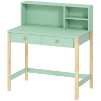 AIYAPLAY Secretária Infantil Mesa de Estudo para Crianças com 3 Compartimentos Abertos e 2 Gavetões 90x52x105 cm Verde(m-11)