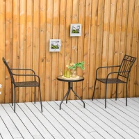 Outsunny Lot de 2 chaises de jardin en métal époxy façon fer forgé avec mosaïque - accoudoirs(m-10)