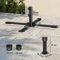 Outsunny Suport pentru umbrelă pliabil, diametru tijă 38 și 48 mm, suport în cruce pentru umbrele, gri închis(m-3)