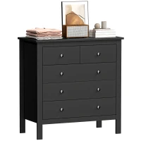 HOMCOM 5 Drawer Dresser for Bedroom, Modern Chest of Drawers, Wide Storage Unit for Living Room, Hallway, Black(m-10)