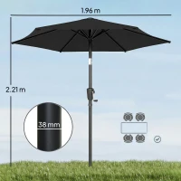 Outsunny 2m Garden Parasol Umbrella, Outdoor Table Parasol Umbrella with Crank Handle, Tilt Function, UV30+ Protection(m-3)